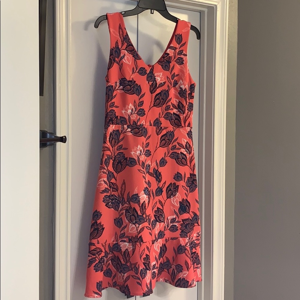 Coral with navy floral print Dress